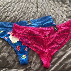 Torrid Blue and Pink Lace Thong size 0 & size 1 new with tags